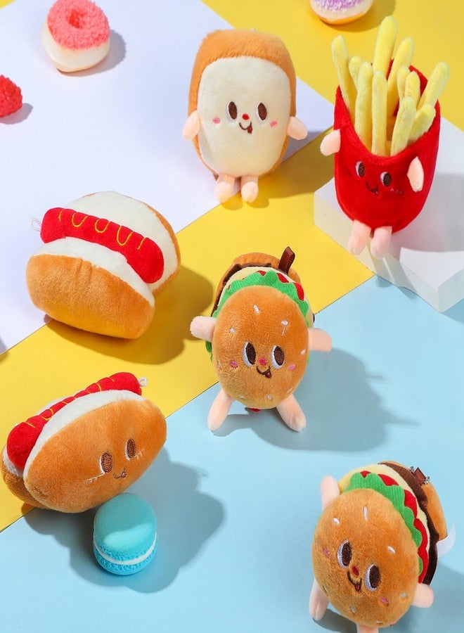 Aoriher 10 Pcs Food Plush Toy Food Stuffed Animals Soft Simulation Hamburger Hot Dog French Fries Chicken Thigh Bread Plush Cute Small Keychain for Christmas Party Birthday Gifts Backpack - Image 2